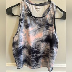 Athleta Ice Dye Shanti Crop Tank in black/grey/pink, size M